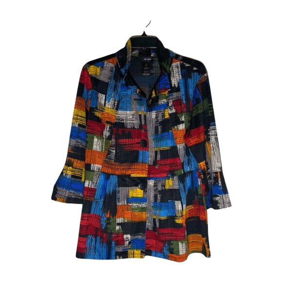 Ali Miles Women's Swing Jacket Artsy Abstract Multi-color Size Large - Picture 1 of 15